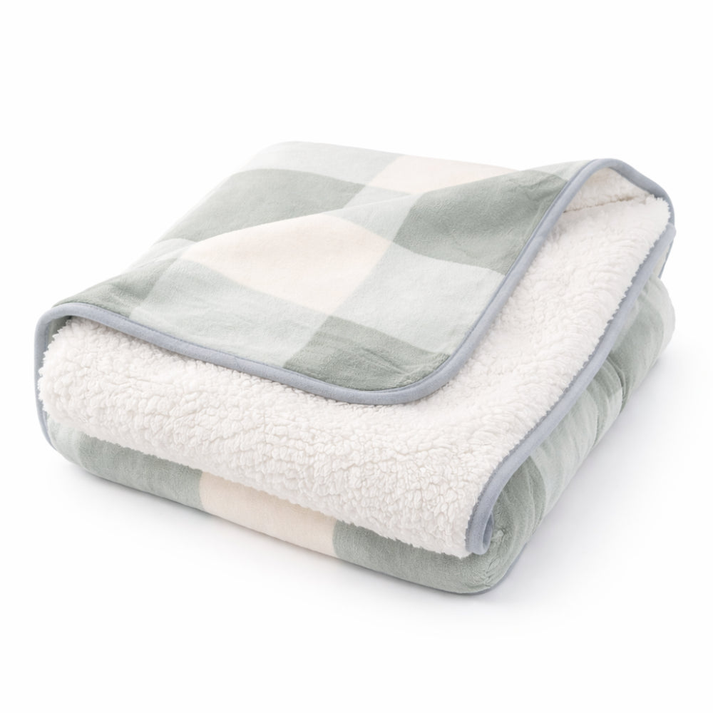 K&Co. Petal Series Printed Blanket - SAGE GINGHAM
